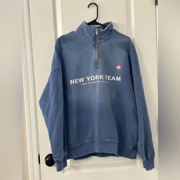 Zara Light Blue Ribbed Collar Pullover - Picture 3 of 9